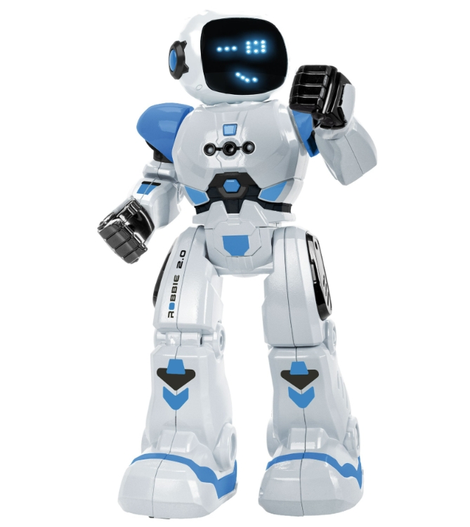 Robot interactiv Xtrem Bots Robbie 2.0 cu telecomanda, control prin gesturi si functii programabile