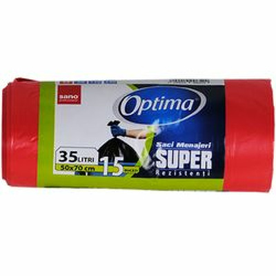 Saci menaj 35L, 15buc/rola, Sano Optima - rosii