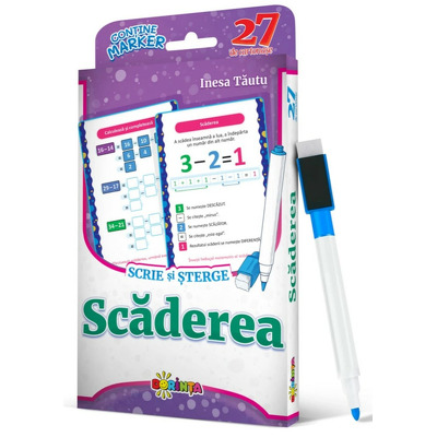 Scrie si sterge. 27 de cartonase. Scaderea