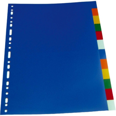 Separatoare plastic color, A4, 120 microni, 10 culori/set, Optima