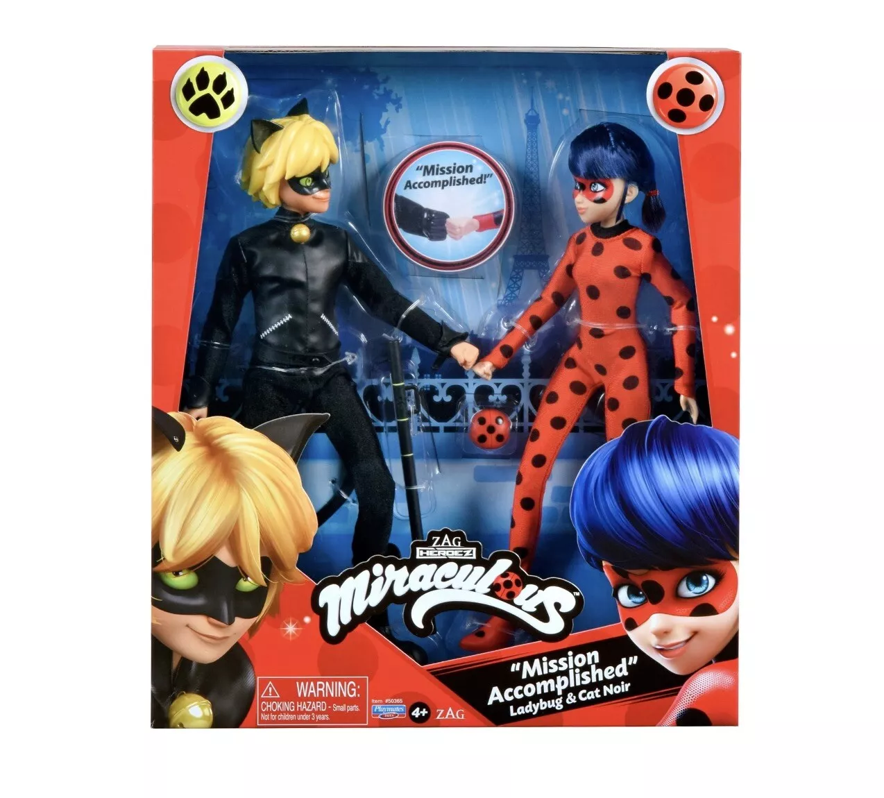 Set 2 papusi Miraculous, Buburuza si Motan Noir, 30 cm