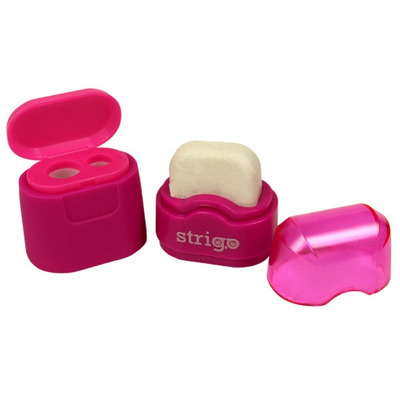 Set 3 ascutitoare, doua dimensiuni cu guma de sters