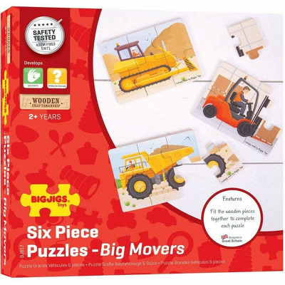 Set 3 puzzle din lemn - Vehicule pentru constructii