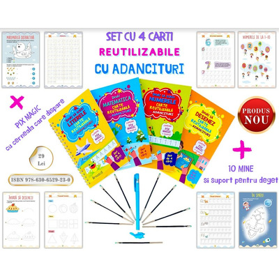 Set 4 carti reutilizabile cu adancituri