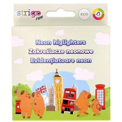 Set 4 textmarkere Neon Strigo, Seria Capybara Set 4 textmarkere Neon Strigo, Seria Capybara