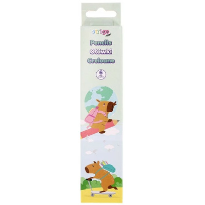 Set 6 creioane Strigo HB Pastel, cu guma de sters, Seria Capybara