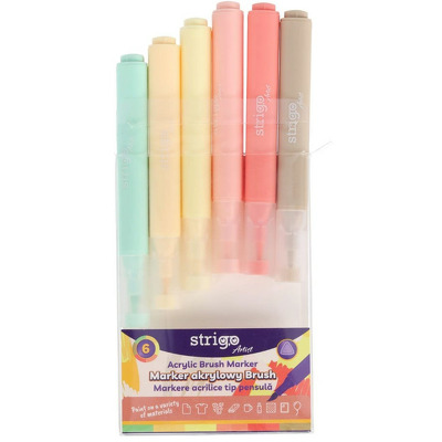 Set 6 Markere acrilice tip pensula, 6 culori