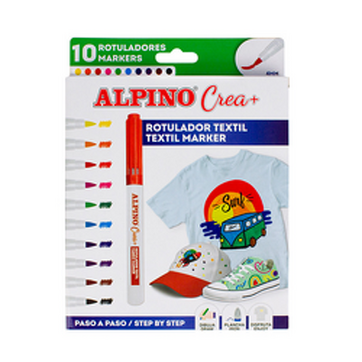 Set ALPINO Crea si TEXTILE marker, 10 culori/set