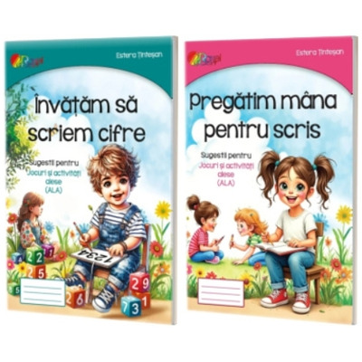 Set Caiete de Gradinita - Pregatim mana pentru scris si Invatam sa scriem cifre