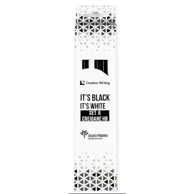Set Creioane din plastic, HB, 6buc/set Creative Writing, Its Black its White