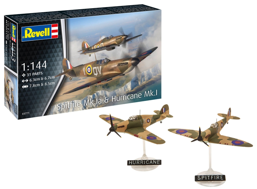 Set de asamblare Revell supermarine spitfire Mk.Ia si Hawker Hurricane Mk.I 1:72 Rev03771