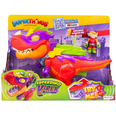 Set de joaca SUPERTHINGS - Superdino V-Rex si figurina Kazoom