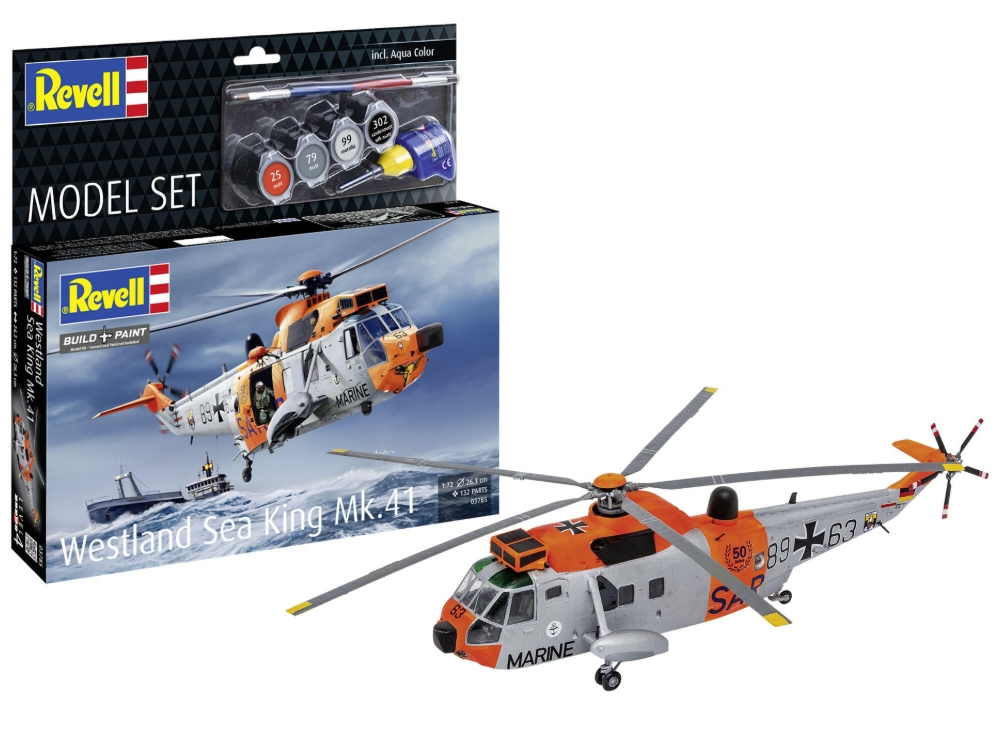 Set macheta Revell elicopter Westland Sea King Mk.41. Kit constructie elicopter militar naval