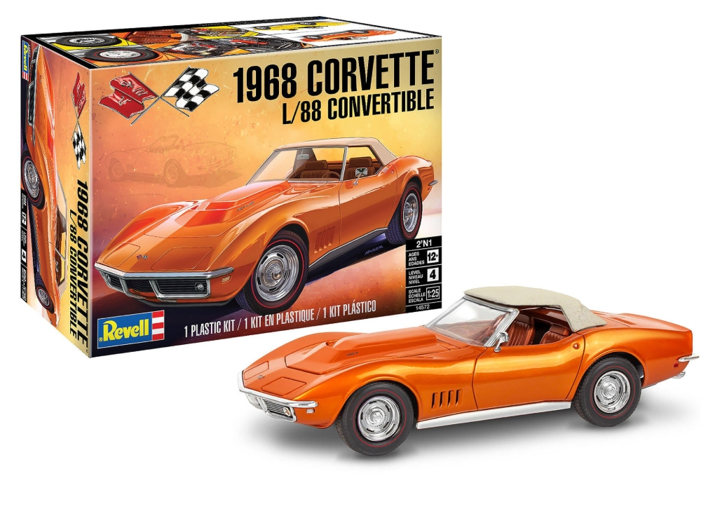 Set macheta Revell masina Corvette L-88 Roadster 1968. Kit constructie masina clasica