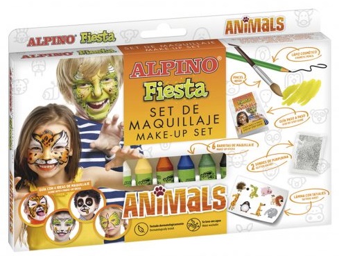 Set machiaj ALPINO Animals - 6 culori x 5 gr   accesorii