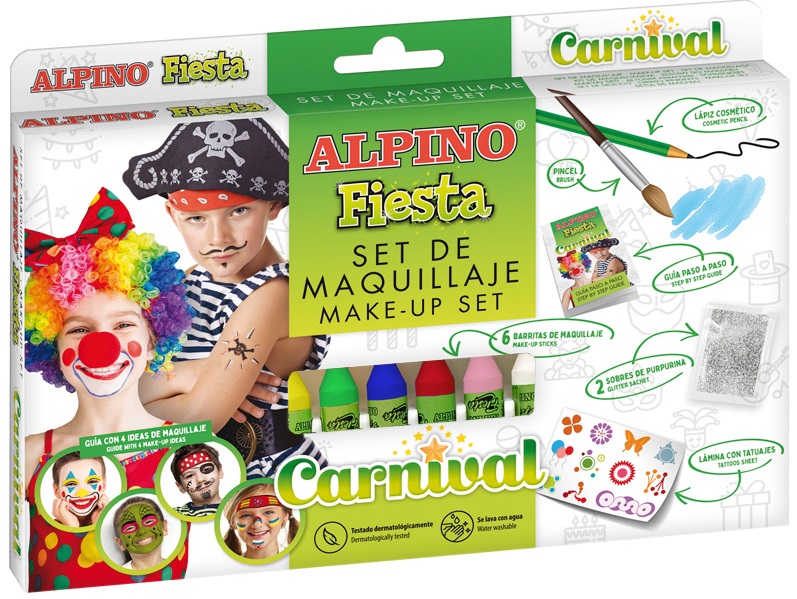 Set machiaj Alpino Carnival - 6 culori x 5 gr   accesorii