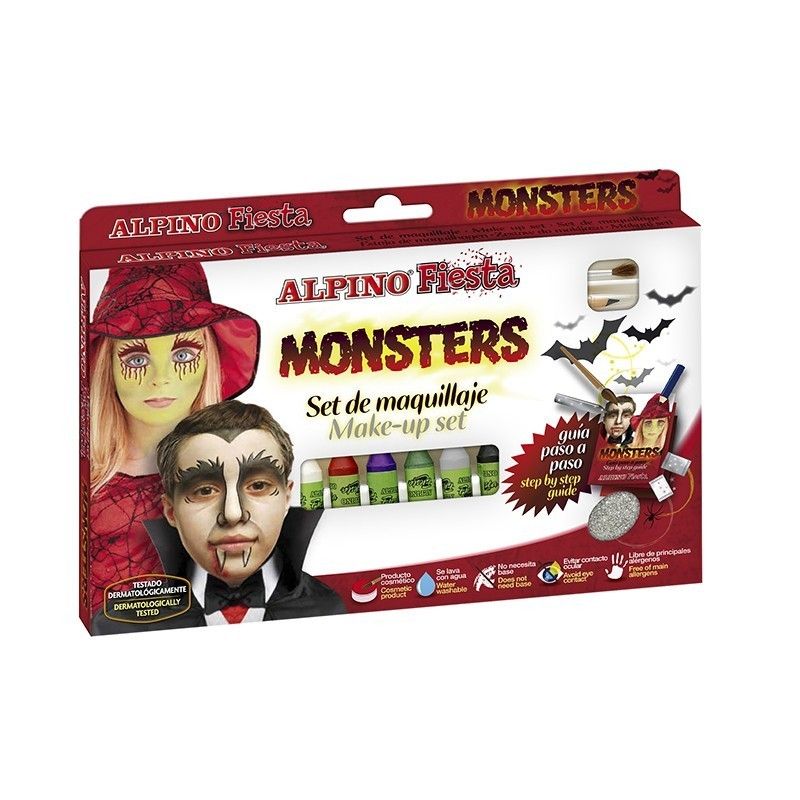Set machiaj ALPINO Monsters - 6 culori x 5 gr   accesorii