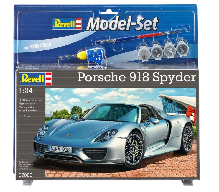 Set model Porsche 918 Spyder. Kit de model Revell cu accesorii de baza