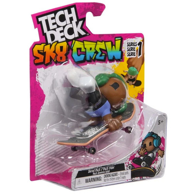 Set tech deck, mini skateboard cu figurina SK8 crew, casca verde