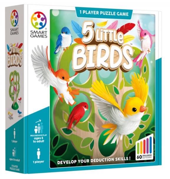Smart Games - 5 Little Birds, joc de logica cu 60 de provocari, 5+ ani