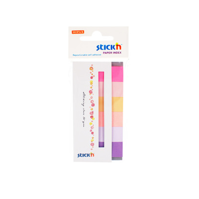 Stick index hartie color 45 x 15 mm, 6 x 30 file/set, Stickn - 6 culori neon si pastel
