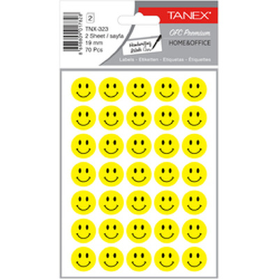 Stickere decorative, 2 file/set, TANEX Kids - Smile face, D19mm - galbene Stickere decorative, 2 file/set, TANEX Kids - Smile face, D19mm - galbene
