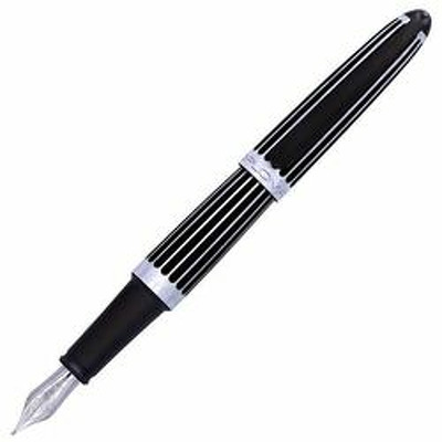 Stilou Diplomat Aero, cu penita M, din otel inoxidabil - stripes black