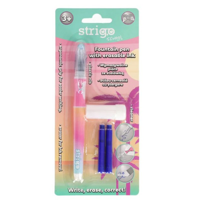 Stilou Strigo cerneala cu stergere cu 2 rezerve si dispozitiv curatare, in blister, Gradient Stilou Strigo cerneala cu stergere cu 2 rezerve si dispozitiv curatare, in blister, Gradient