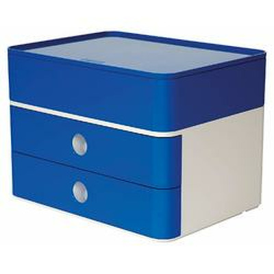 Suport cu 2 sertare si cutie ustensile HAN Allison Smart Box Plus - albastru royal