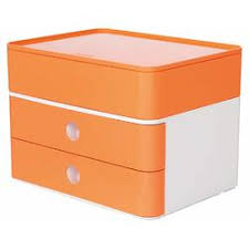 Suport cu 2 sertare, cutie ustensile, orange piersica, Han
