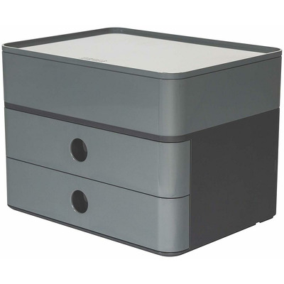 Suport cu 2 sertare si cutie ustensile, gri granite,  Han