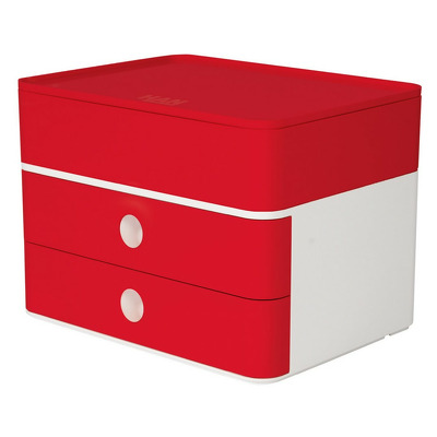 Suport cu 2 sertare si cutie ustensile HAN Allison Smart Box Plus - rosu cherry