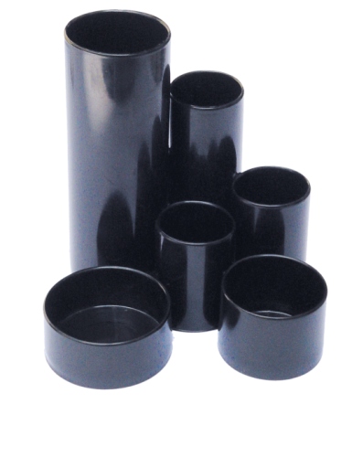 Suport plastic multitub pt, instrumente de scris - Negru