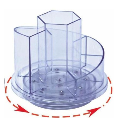 Suport plastic pentru accesorii de birou, rotativ, transparent, 7 compartimente, Kejea