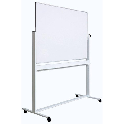 Tabla alba magnetica, dubla fata, rotativa,  90 x 120 cm, pe stand mobil, profil aluminiu, Optima