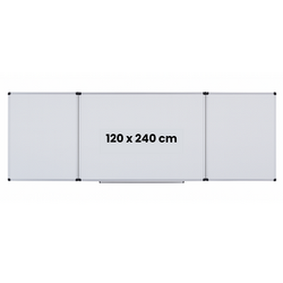 Tabla alba magnetica, triptica, 120x240cm + 2 x 120x120cm, cu 5 suprafete de scris