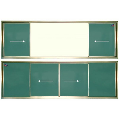 Tabla scolara cu mijlocul alb si 2 suprafete verzi culisante pe orizontala 4000x1200mm