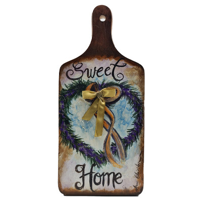 Tablou Sweet Home - pictat pe tocator decorativ din lemn