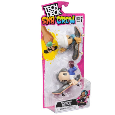 Tech deck, sk8 crew, set 2 mini placi de skateboard cu 2 figurine, model 2