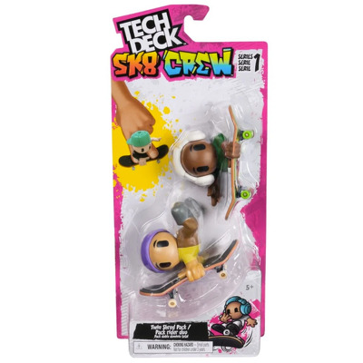 Tech deck, sk8 crew, set 2 mini placi de skateboard cu 2 figurine, model 3