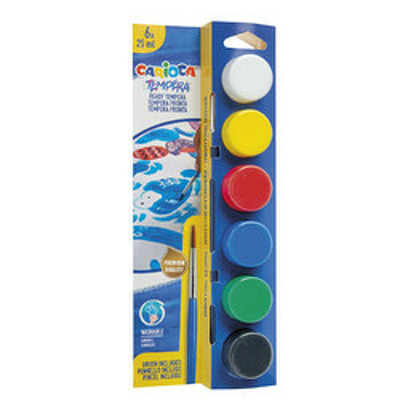 Tempera super lavabila, 6 culori x 25 ml/set, contine pensula