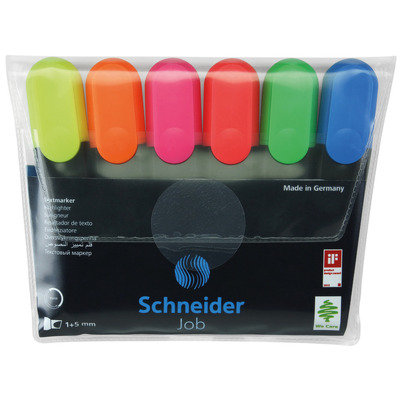Textmarker Job cu varf lat 6 culori/set - (G, O, V, R, A, R)