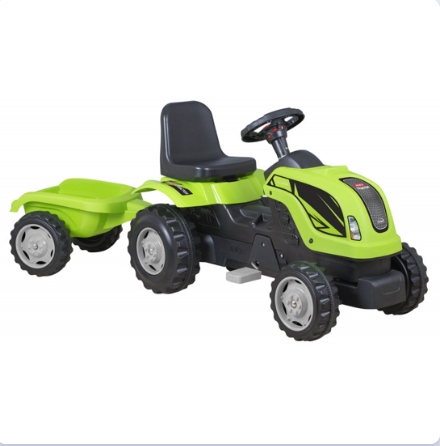 Tractor cu pedale si remorca Micromax MMX, verde