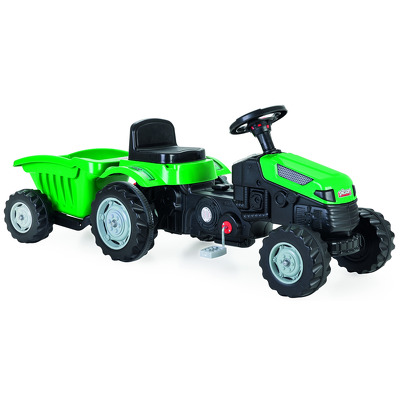 Tractor cu pedale si remorca verde