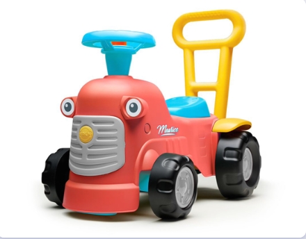 Tractor Maurice cu volan, claxon si maner, rosu coral