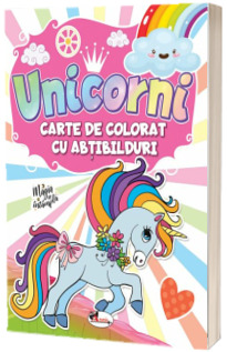 Unicorni, carte de colorat cu abtibilduri