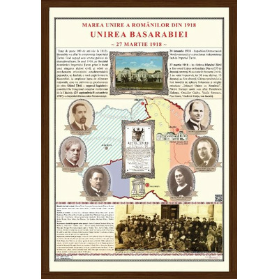 Unirea Basarabiei cu Romania la 1918 (panou 700x1000 mm, cu rama)