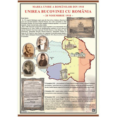 Unirea Bucovinei cu Romania la1918(plansa, 700x1000mm ,cu sipci)