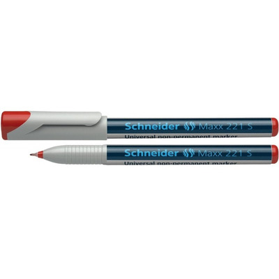 Universal non-permanent marker Schneider Maxx 221 S, varf 0.4mm - rosu