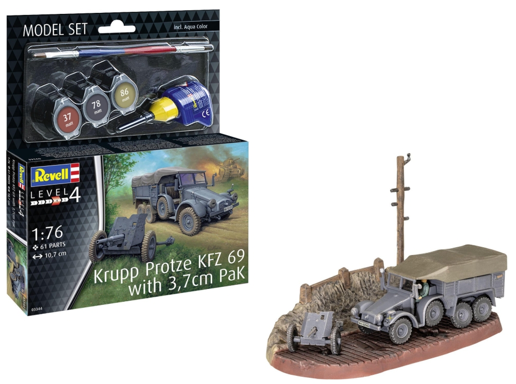 Vehicul german WWII cu tun antitanc – set complet cu vopsele, pensula si adeziv